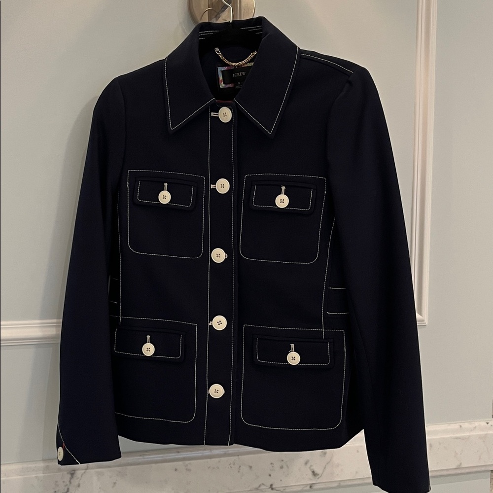 J.Crew navy jacket with white stitching